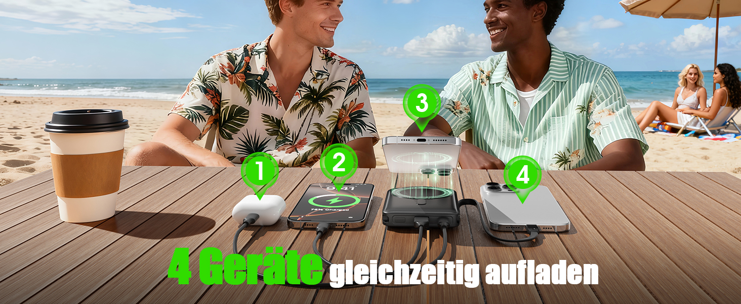 Power Bank Magsafe на iPhone 10000mAh 22.5W з кабелем USB-C, бездротова зарядка, рожевий