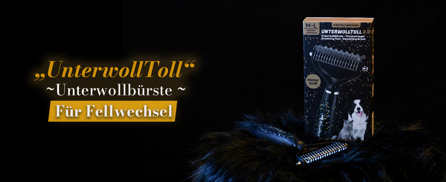 Щітка для собак та котів з довгим волоссям BluePet UnterwollToll: видаляє підшерстя та ковтуни, захищає верхній шар, для собак великих порід (M-L), LIMITED EDITION