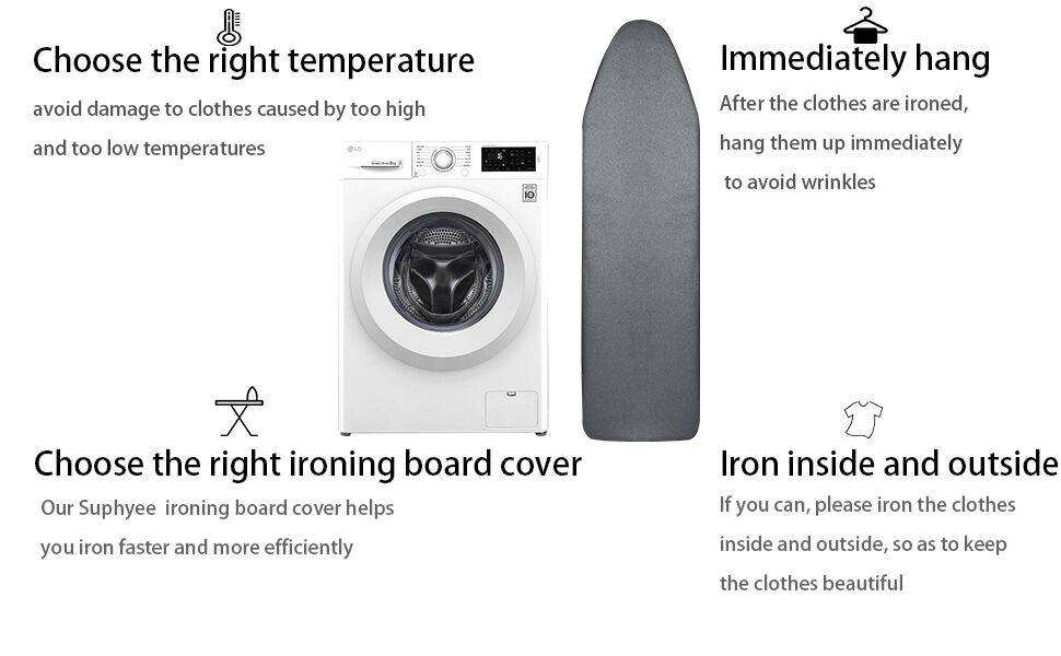 Чохол для прасувальної дошки з регулюванням, 120x40 см, сумісний з парогенераторами, розмір дошки 33–46x115–130 см, 100% бавовна