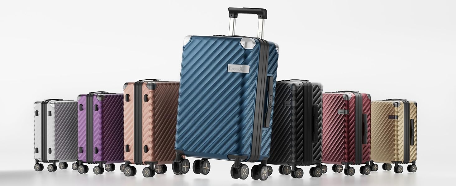 LUGGEX Carry-on Suitcase Hard Shell with Wheels - Expandable to 38L - Robust Polycarbonate for Stress-Free Travel (Metallic Black, 20/24/28)