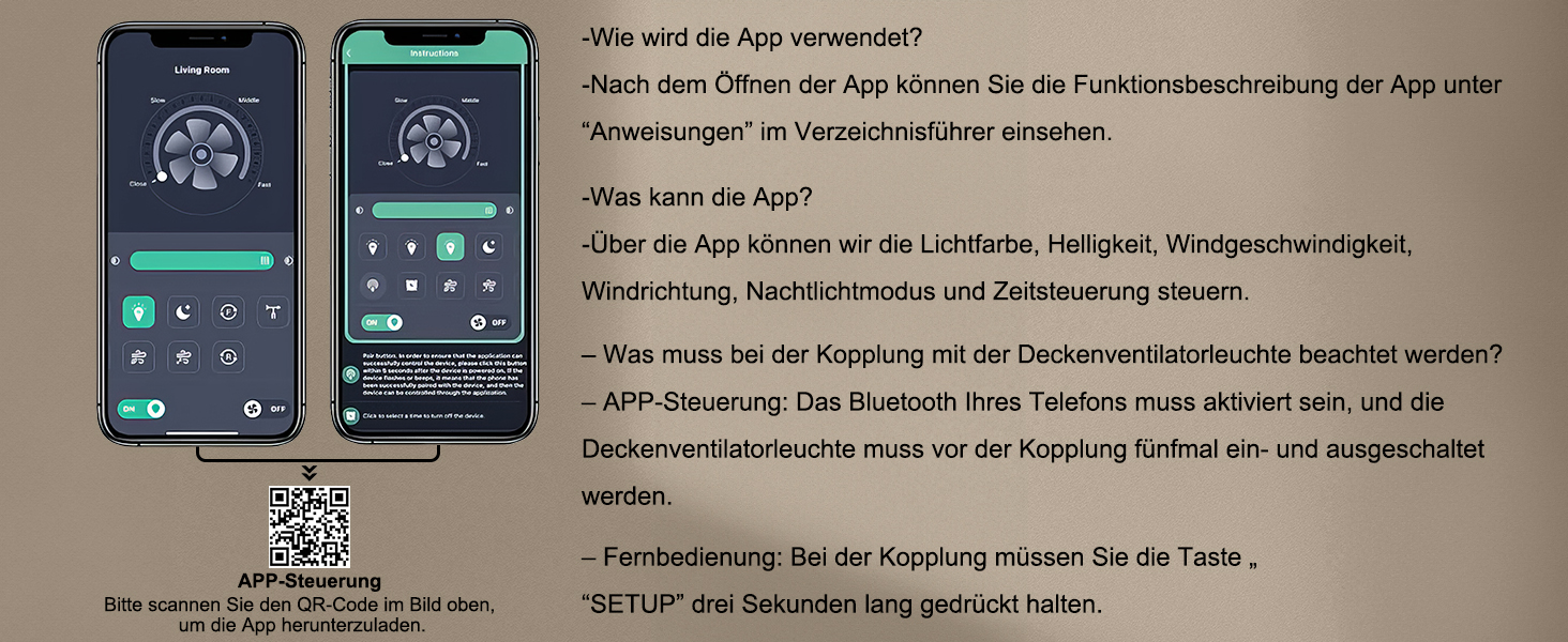 Deckenventilator Ohniyou з підсвіткою, пультом та додатком, 152.4 см (60 дюймів), регульована яскравість, DC-двигун, великий вентилятор для тераси, вітальні, чорний