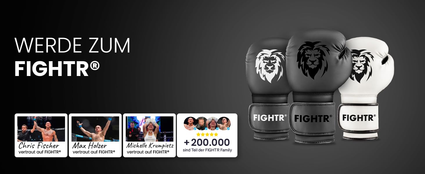 Боксерські рукавички FIGHTR®: Максимальний захист та стабільність | Для боксу, MMA, муай-тай та кікбоксингу | Розміри 8-16 oz, з чохлом (14 oz, білий/чорний)