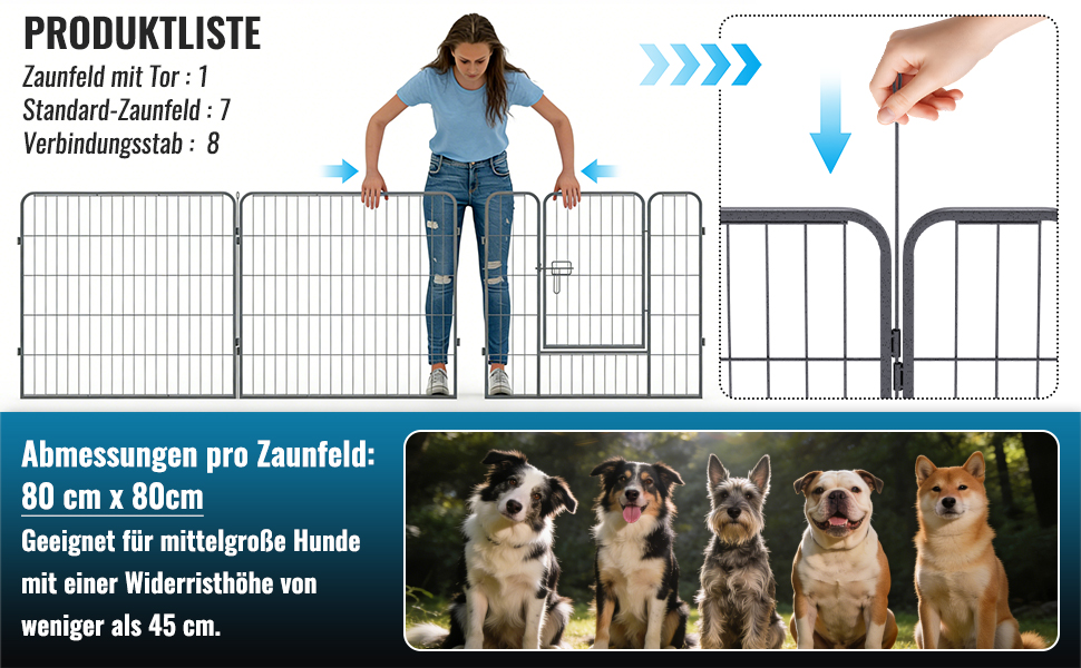 Клітка для собак та цуценят, вольєр для тварин, переносний загон для вигулу, металева іграшка-загон (12 шт.)