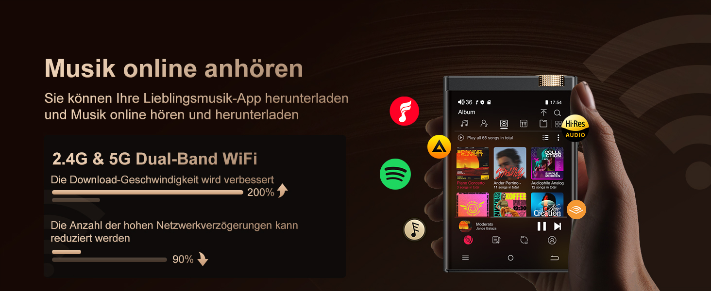 Портативний аудіоплеєр Oilsky з Bluetooth та WiFi, 80GB, Android 9.0, 2.8