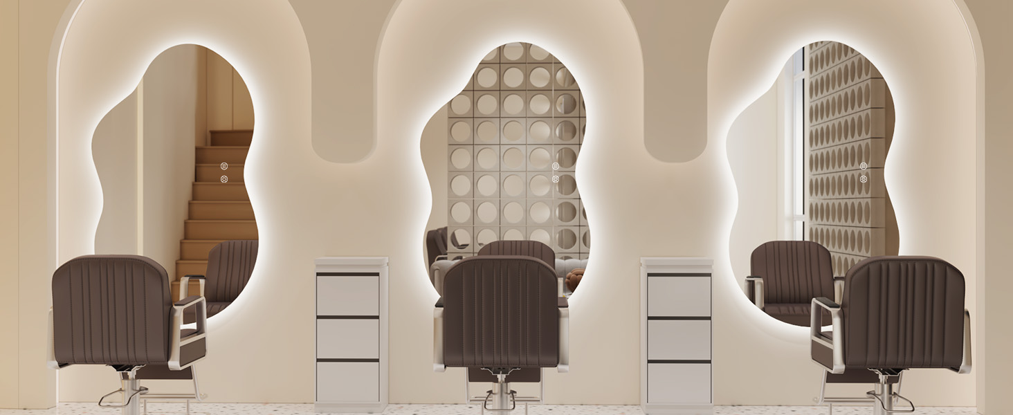 Дзеркало для ванної кімнати з підсвічуванням, без рами, 50x75 см, арочне, антизапар, сенсорний вимикач, регульована яскравість, 3 кольори світла