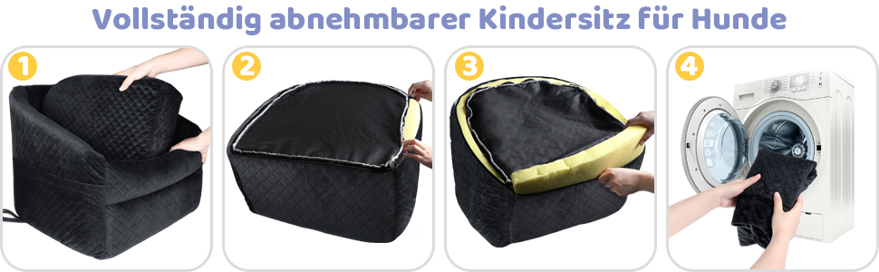 Автокрісло для собак GL GLENSLAVE - чорне, з підкладкою та безпечною шнуркою, для маленьких собак