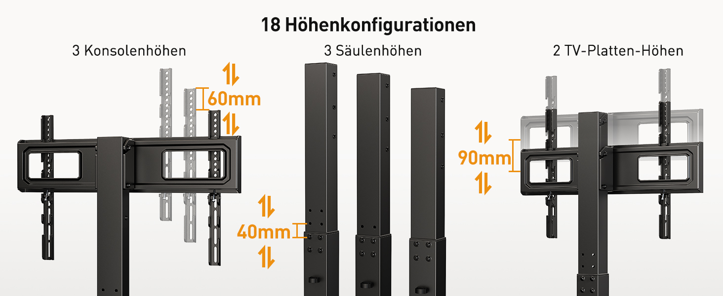 Підставка для телевізора Perlegear на колесах, 32-75 дюймів, до 50 кг, регульована висота, поворотна, нахилена, з підсвічуванням, VESA 600x400mm, PGTVMC27