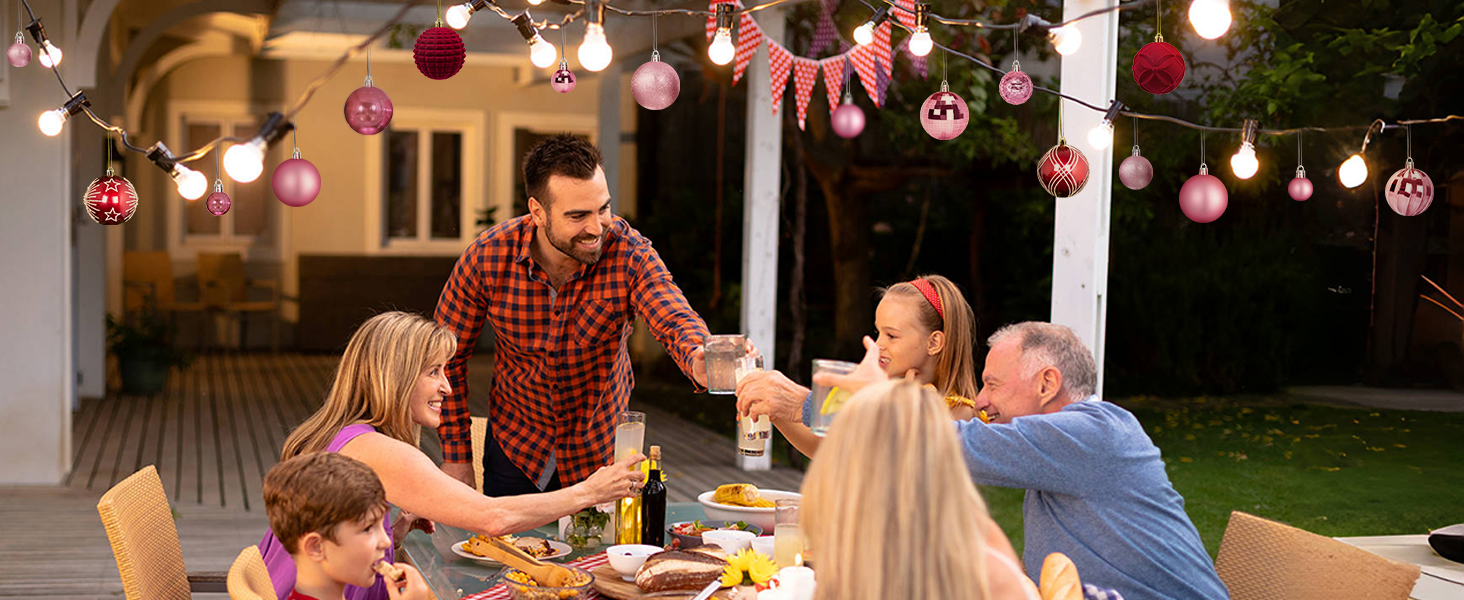 Гайонг Новорічні кулі для ялинки, 16 шт, Червоні новорічні кулі, Декорації для ялинки, для святкування Різдва з родиною та друзями. Червоний, 16 шт.