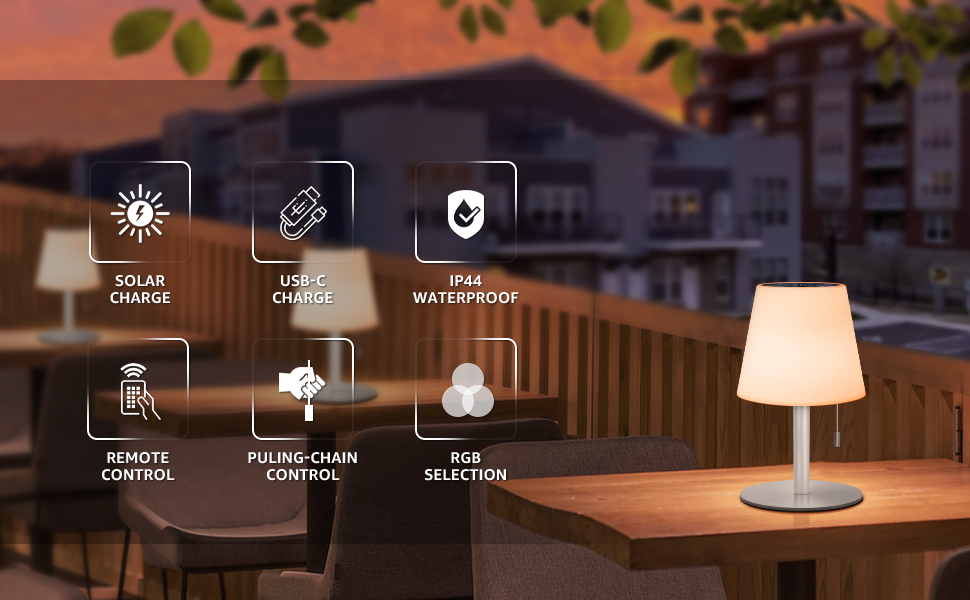 Світлодіодний солярний світильник для столу, вуличний, 2-в-1, бездротовий, 8 кольорів, для саду, кемпінгу (Срібний)