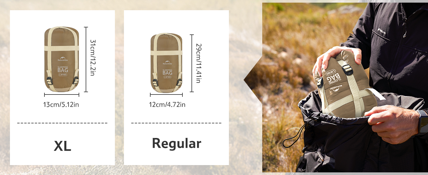 Спальний мішок Naturehike Ultraleicht – ультралегкий, 680/760 г, для 3 сезонів, 190x75/205x85 см, для походів, рюкзаків, кемпінгу, комфортна температура 15°C, колір: зелений XL (темно-коричневий/світло-коричневий)