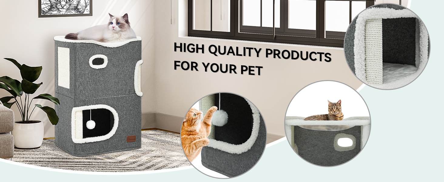 Будиночок для котів YITAHOME, котяче ліжко, тунель, когтеточка, меблі для котів, затишна печера, сіра