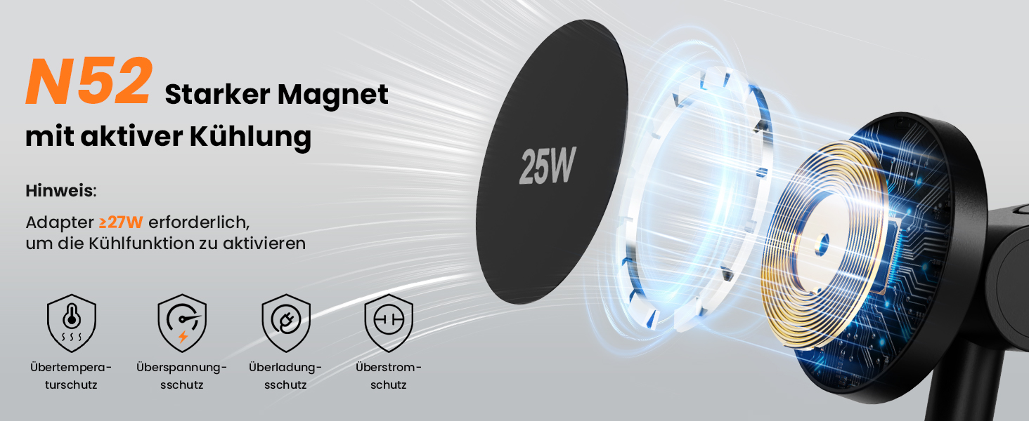 Зарядна станція JoyGeek 3-в-1 MagSafe 25W для iPhone 17/16, Apple Watch, Samsung Watch та AirPods з адаптером 45W (Чорний матовий)