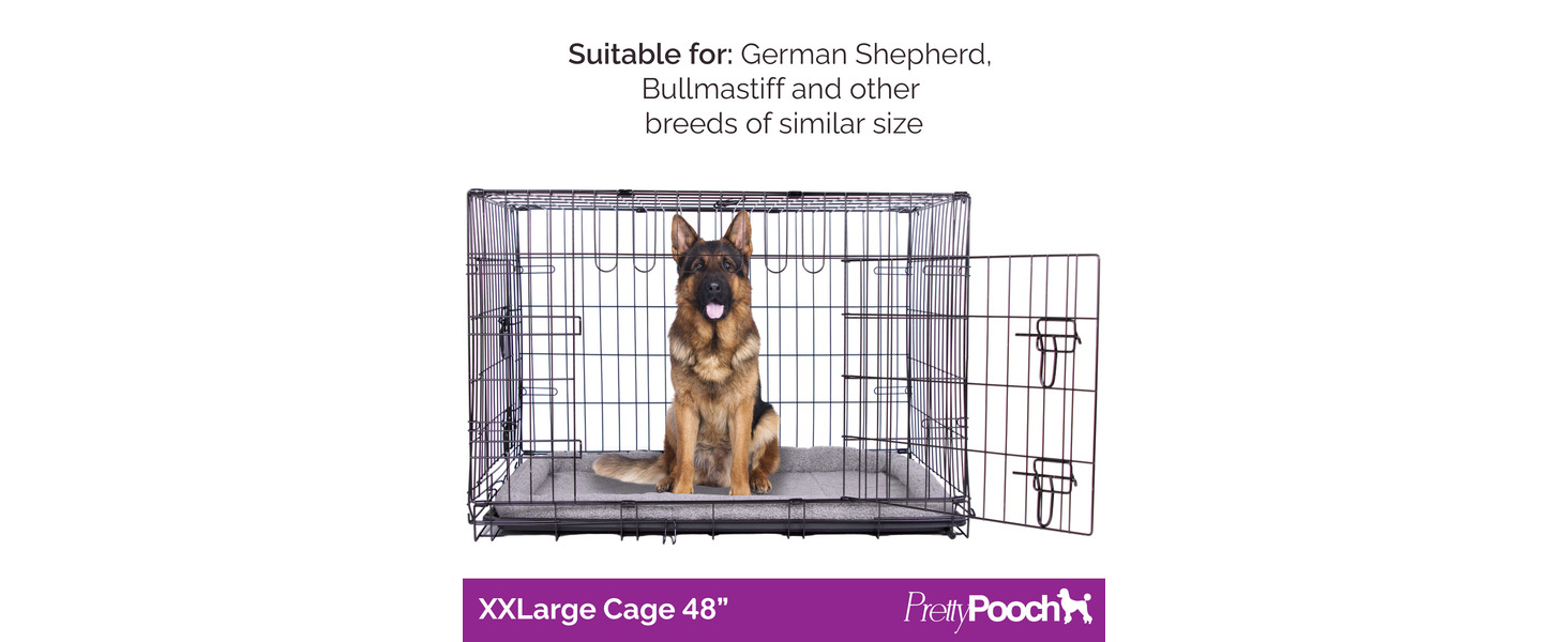 Клітка для собак та котів Pretty Pooch, розмір M, металева, складається, з лотком, двоє дверей та ліжком