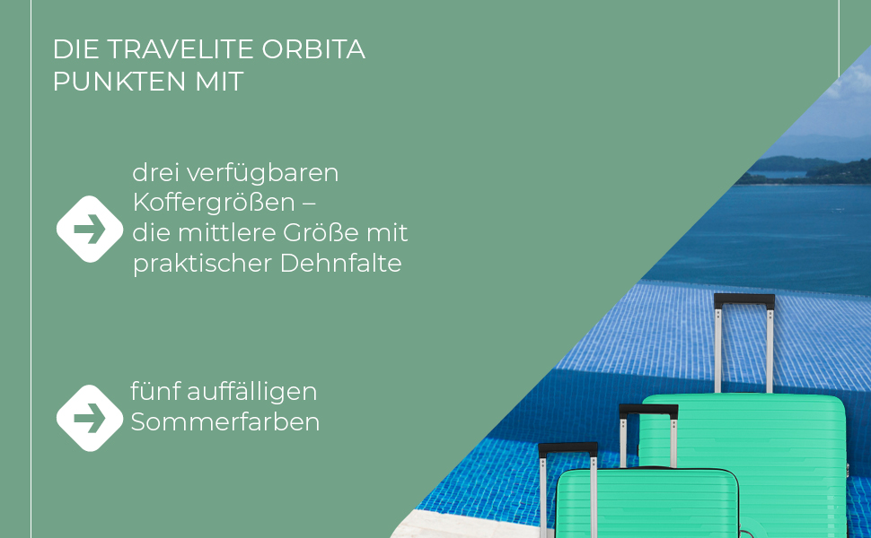 Набір валіз Travelite ORBITA 3шт (L/M/S) з TSA замком, 4 колеса, зелений