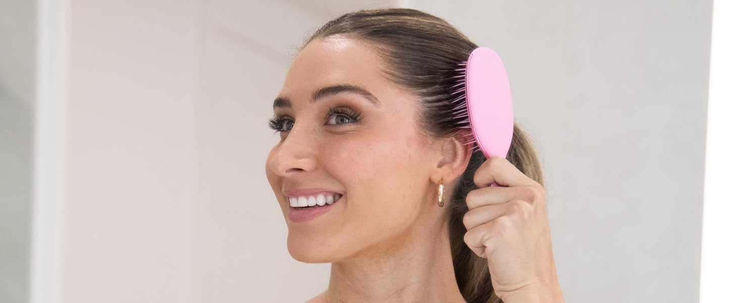 FRAMAR Міні гребінець для волосся - компактний, для подорожей, розплутування, для всіх типів волосся - матовий (рожевий)