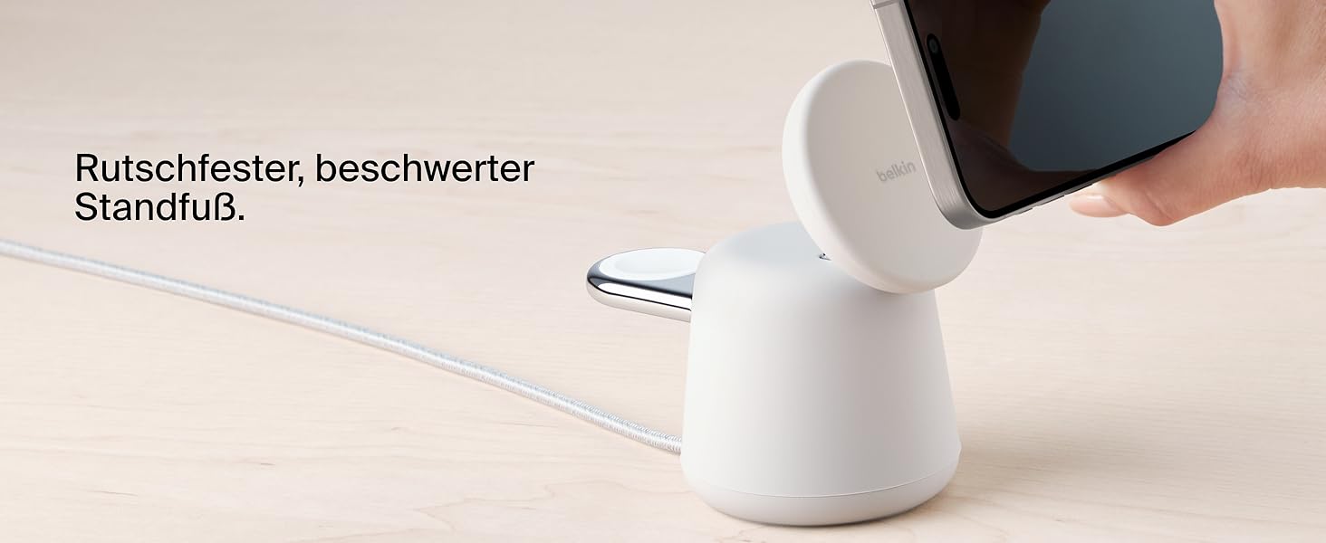 Belkin BoostCharge Pro 2-в-1: Бездротова зарядка Qi2 15W MagSafe для iPhone, Apple Watch, AirPods – Пісочний колір
