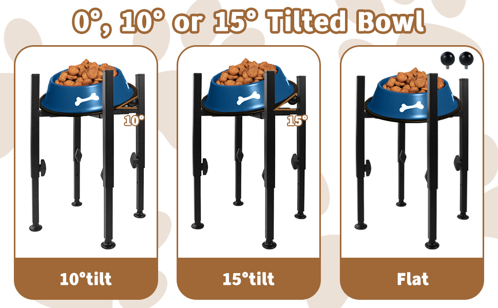 Підставка для миски для собак з підставкою для лап, регульована по висоті (15-26 см), металева, для води та корму, для маленьких, середніх та великих собак (лише стійка)