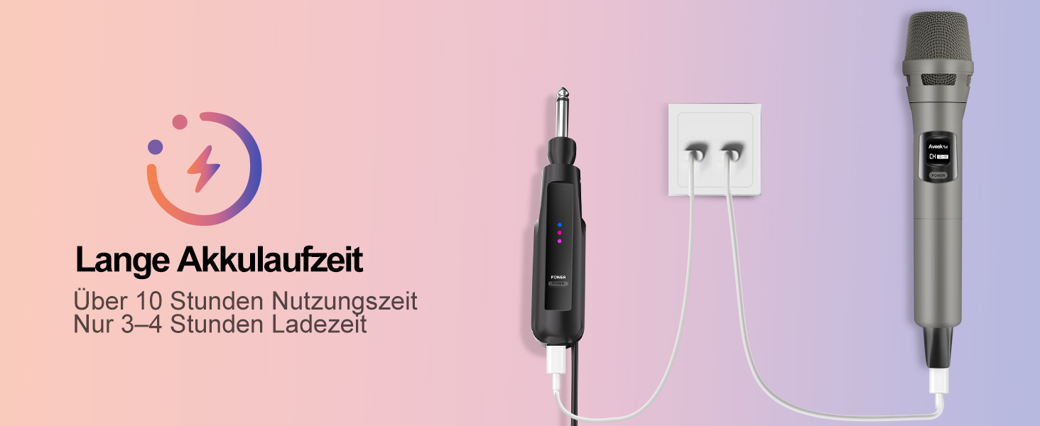 Aveek Бездротовий Караоке Мікрофон, Професійний Набір з 2 Мікрофонів, 2.4G, USB-C, 30м, для Партії та Вокалу