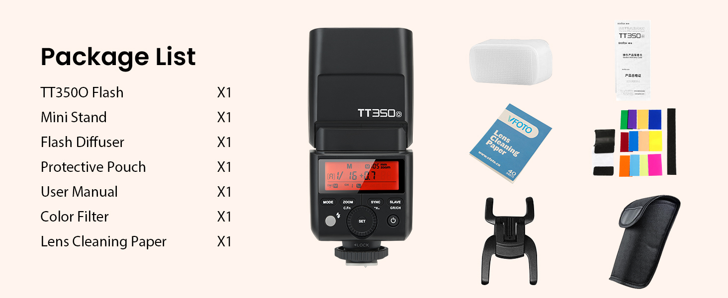 Спалах Godox TT350O для Canon - TTL, 2.4G, HSS 1/8000s, GN36, сумісний з 6D, 7D, 50D, 60D, 500D, 550D, 600D, 650D, 1000D, 1100D, 1DX, 580EX II, 5D Mark II III