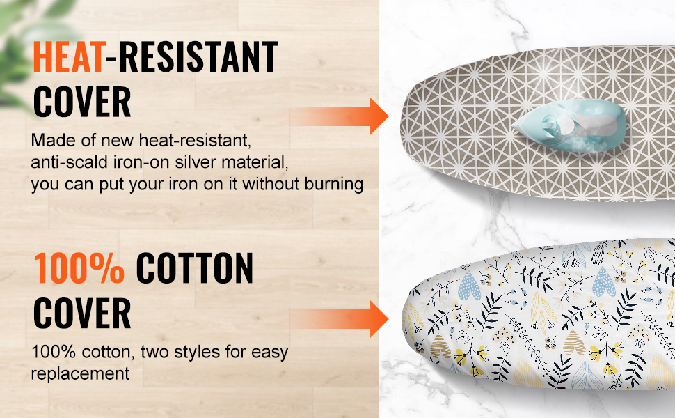 Гладильна дошка з парогенератором VEVOR, 2 шт., з підставкою для праски, розкладний стіл з 4 шарами, 1100 x 334 мм, 7 рівнів висоти (715–915 мм), вантажопідйомність 20 кг, бежевий