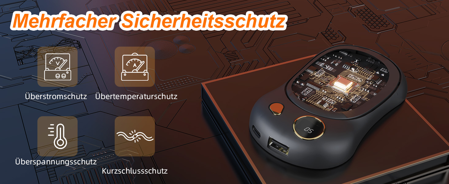 Електричні грілки для рук, 2 шт. 10000mAh з USB-C, цифровим дисплеєм, 3 режими нагріву, багаторазові для зими, подорожей та активного відпочинку