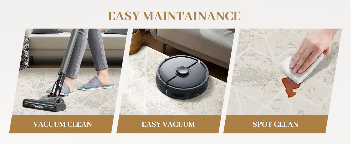 Килим Leesentec для вітальні, спальні: геометричний, сучасний, антиковзаючий, короткий ворс, бежевий, великий, білий (слонова кістка), 80 x 120 см, прямокутний