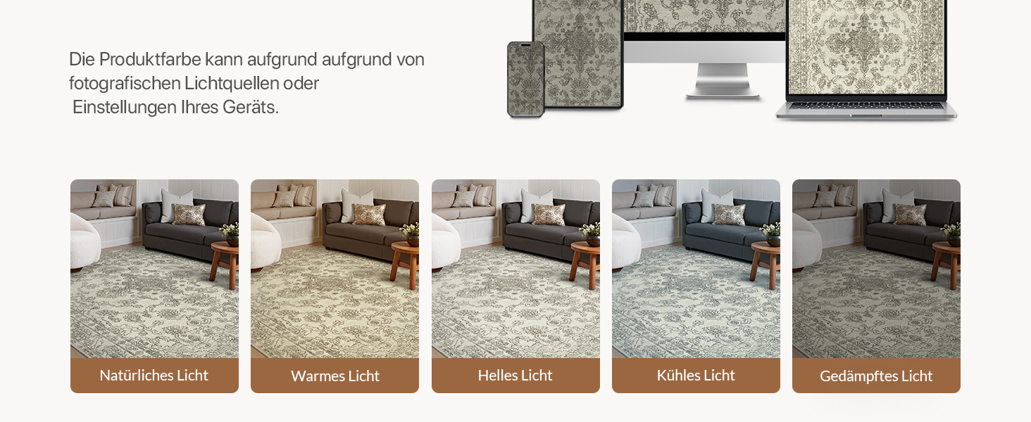 Килим GENIMO Boho Vintage, 160x230 см, короткий ворс, антиковзаюча поверхня, для вітальні, спальні, їдальні, офісу, колір: ніжно-сірий