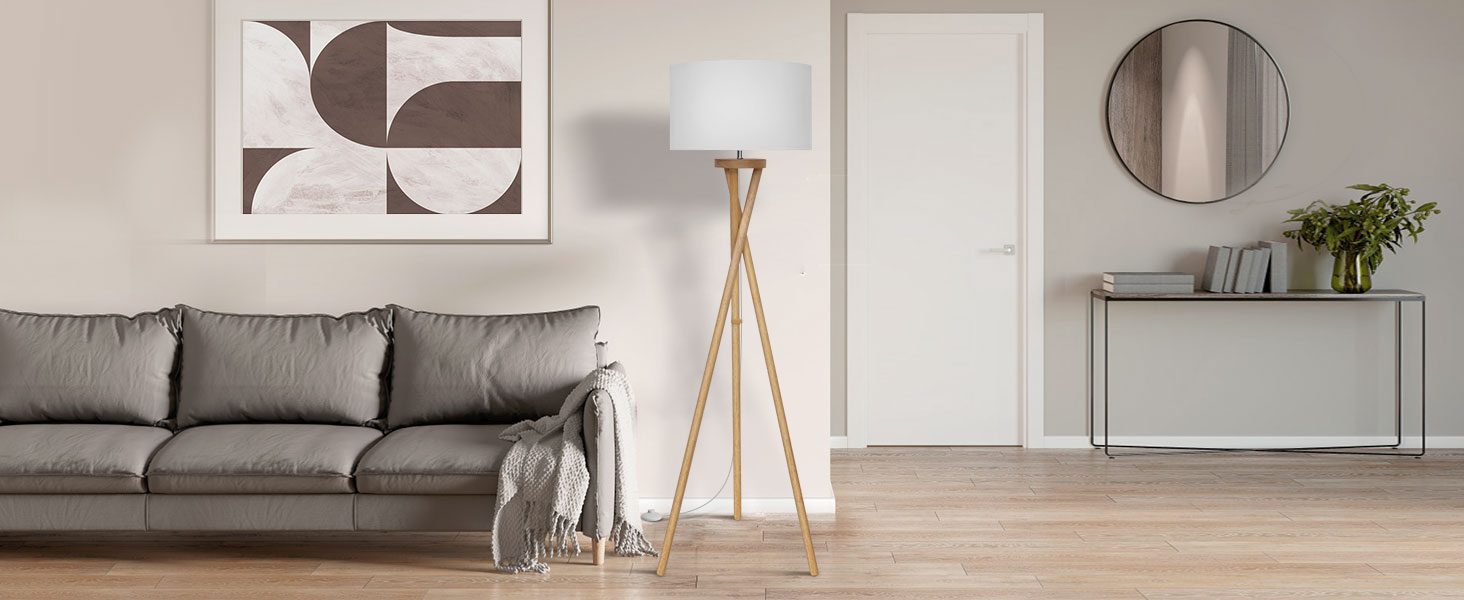 Стійка лампа BBHome для вітальні, спальні, офісу: дерев'яний каркас, LED E27 9W, сучасний дизайн