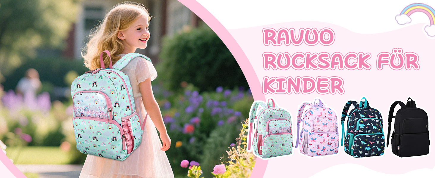 Дитячий рюкзак RAVUO для дівчаток та хлопчиків, шкільний рюкзак з нагрудним ремінцем, милий рюкзак з єдинорогом/динозавром для дітей 3-8 років, рюкзак для дошкільнят/1 класу, рюкзак з метеликом