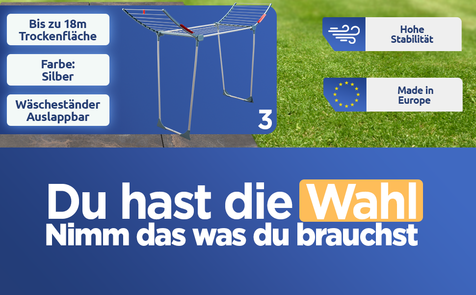 Сушарка для білизни розкладна STAHLMANN® 20м² чорна, з прищіпками для дрібної білизни - Made in EU