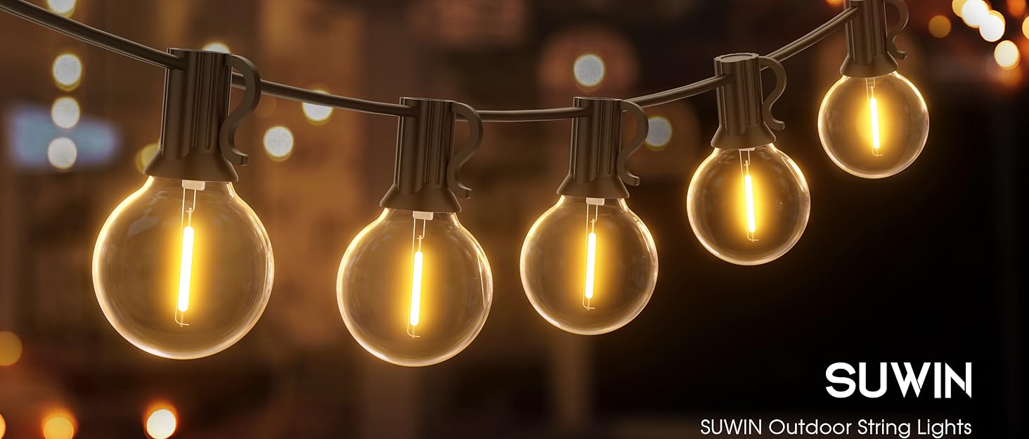 Ланцюжок гірлянд з лампочками 30м, 50+2 LED, IP45, тепле світло для саду, тераси, святкування