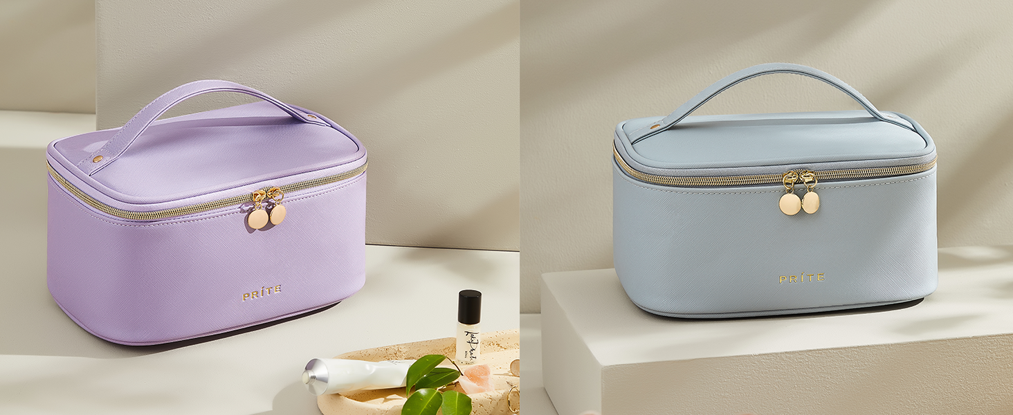 Велика косметичка для жінок: водонепроникна дорожня косметичка з відділеннями (Бежевий)