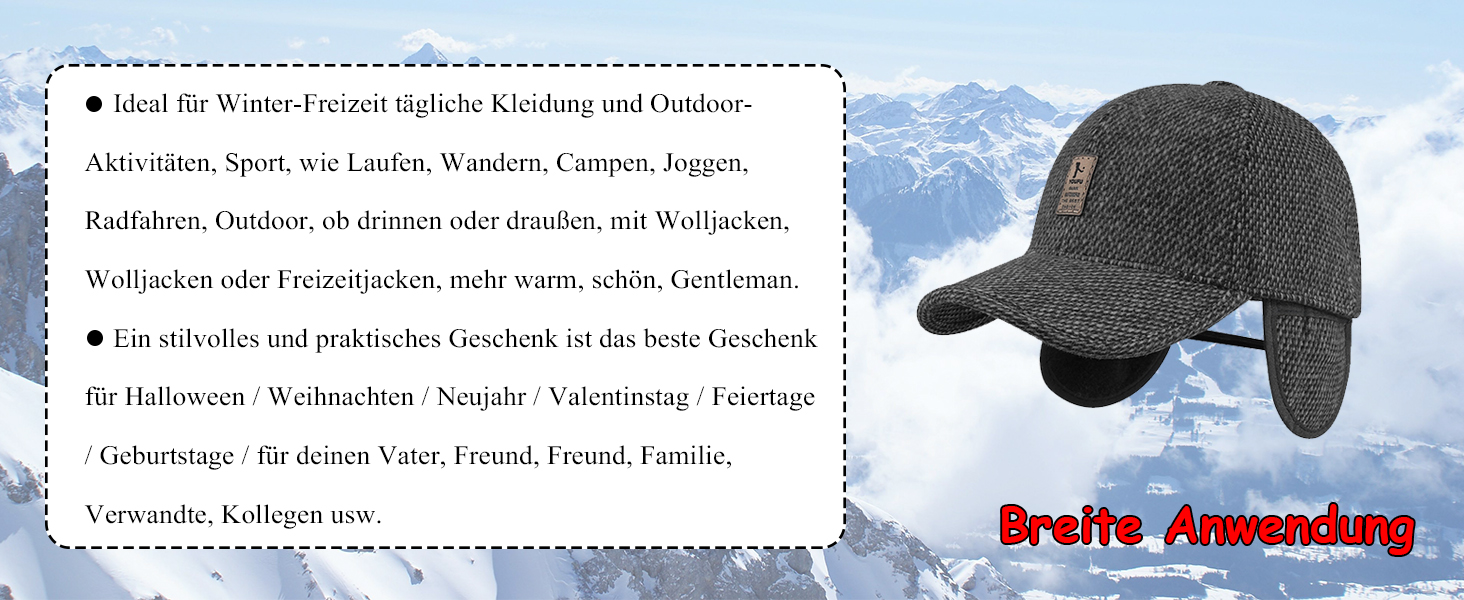 Кепка бейсболка чоловіча Clakllie зимова тепла з флісу та вушками, сіра