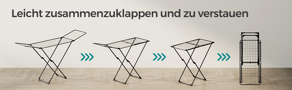 SONGMICS Сушарка для білизни, розкладна, стаціонарна, для дому та вулиці, біла LLR540W01 (Чорний)