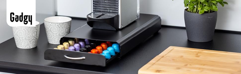 Тримач для капсул Nespresso Gadgy - органайзер для 50 капсул, нержавіюча сталь, чорний