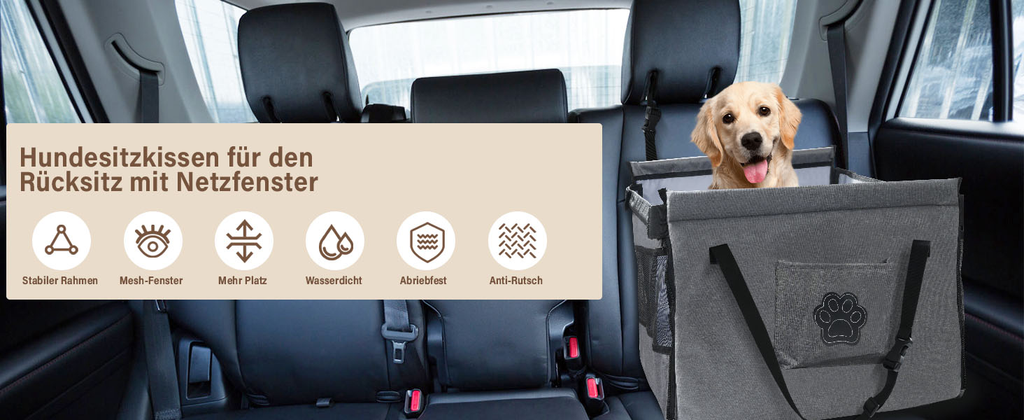 Автокрісло для собак середніх та маленьких порід – водовідштовхувальне, сіре. З безпечним ременем та сіткою. Зручне та компактне.