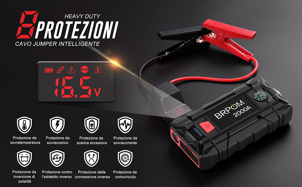 Powerbank BRPOM для запуску авто з LCD-дисплеєм (2000A, 7000A)