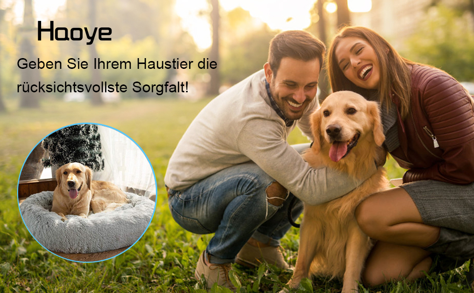 Кругле ліжко для собак та котів Haoye, м'яке, плюшеве, Ø 60 см, 7 розмірів, бежеве