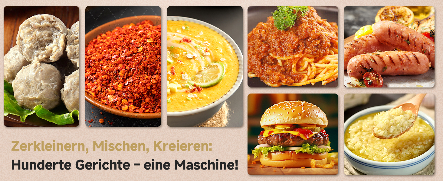 М'ясорубка електрична AMZCHEF для дому з 3 насадками, пристроєм для ковбас та набором для куббе | Ідеально для фаршу, ковбасок та домашньої кухні (біла)