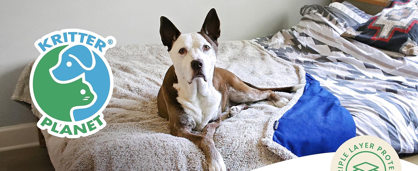 Водонепроникний килимок для собак Kritter Planet, м'який плед для собак, захист дивану та авто, 120x150 см, коричневий/туапе