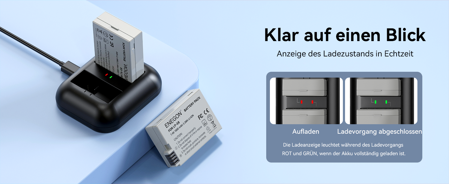 Запасні акумулятори ENEGON (2 шт) та зарядний пристрій Rapid Dual для Canon LP-E8 (EOS Rebel T2i, T3i, T4i, T5i, 550D, 600D, 650D, 700D, Kiss X4, X5, X6, LC-E8E)