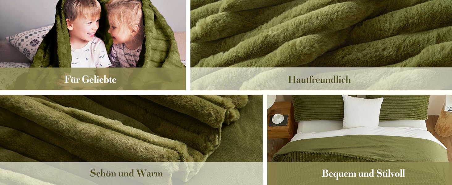 М'яка плюшева ковдра Luofanfei 180x200 см, салатово-кремовий колір, з ефектом 'пухирців', тепла флісова ковдра для спальні, офісу, дивана.