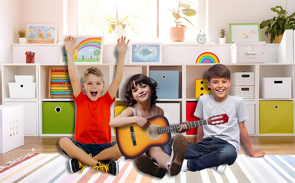 Акустична гітара Pyle для дітей та початківців, ½ розміру, з аксесуарами (сумка, тюнер, медіатор), чорний матовий сонцевий бьорст, 91 см