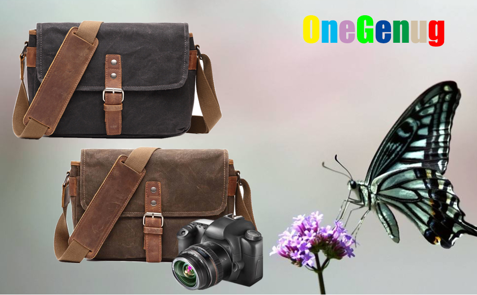 Чохол для DSLR камери, водонепроникний з вощеного парусини, вінтажний, сумка-месенджер з внутрішнім захисним шаром (Хакі)