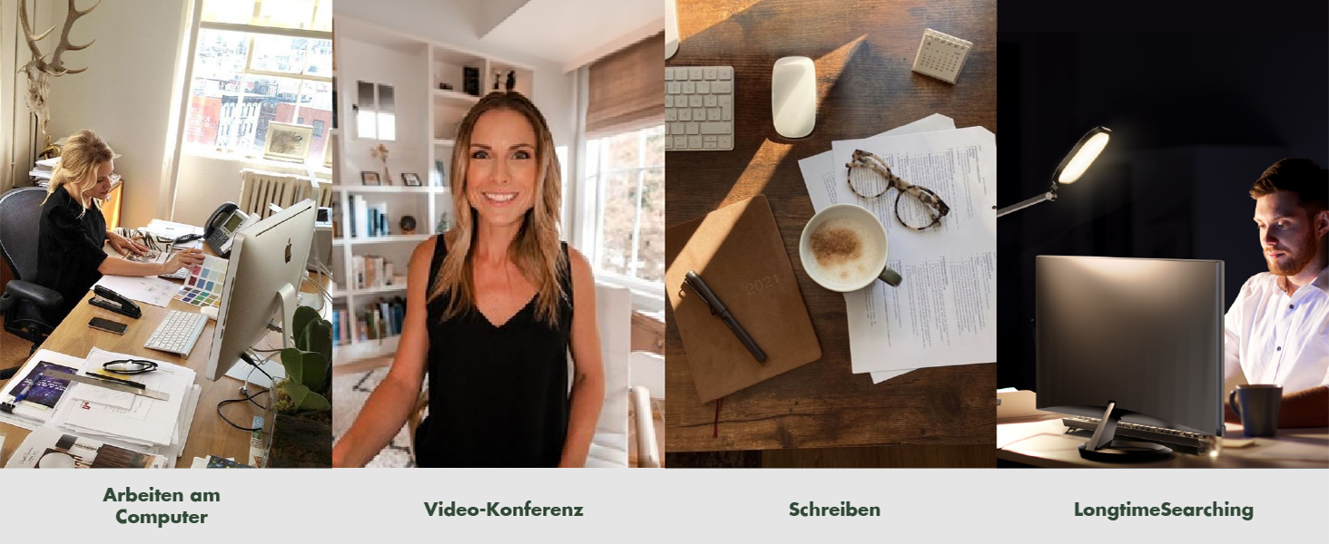 Стійка лампа LED з регулюванням яскравості, захист зору, денне світло, торшер для столу з 3 режимами кольору та сенсорним керуванням/функцією пам'яті, 15W, поворотна, чорна