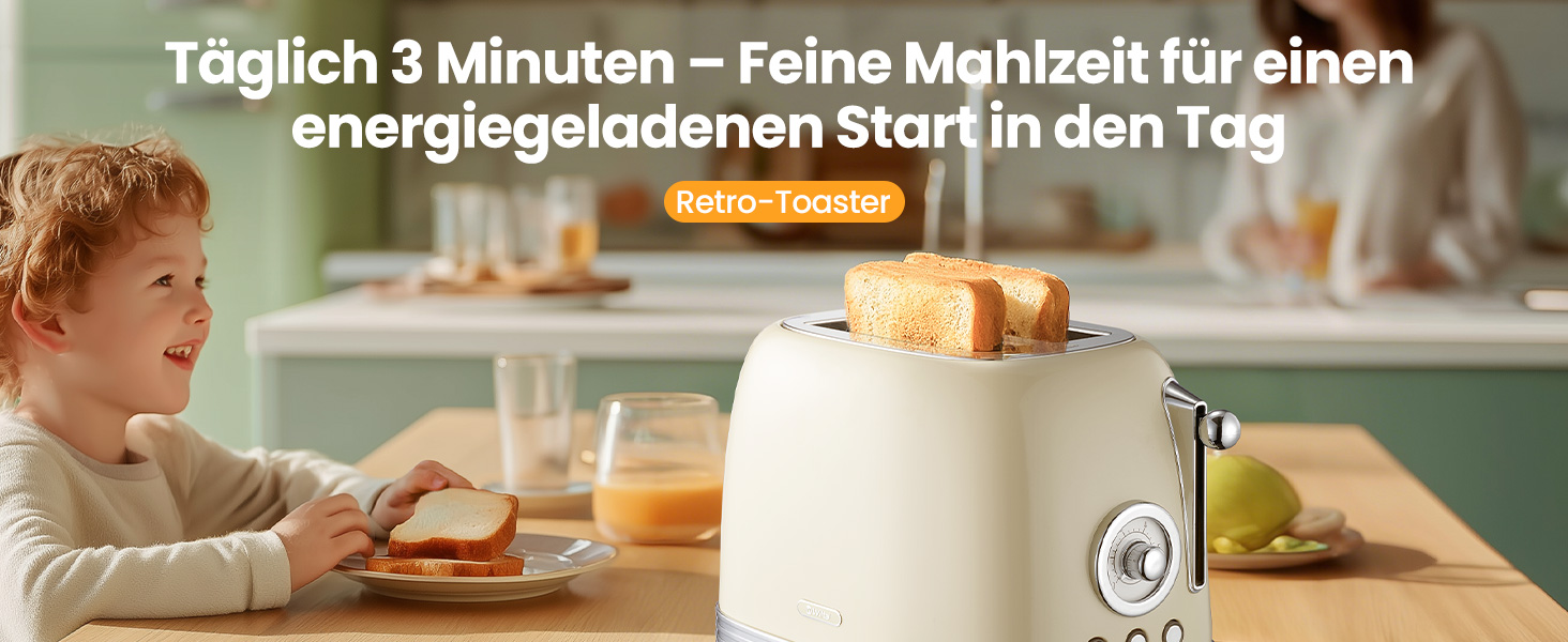 Електричний чайник та тостер Retro, зелений (кремово-білий), нержавіюча сталь, 2200 Вт, 1.8 л, BPA-free