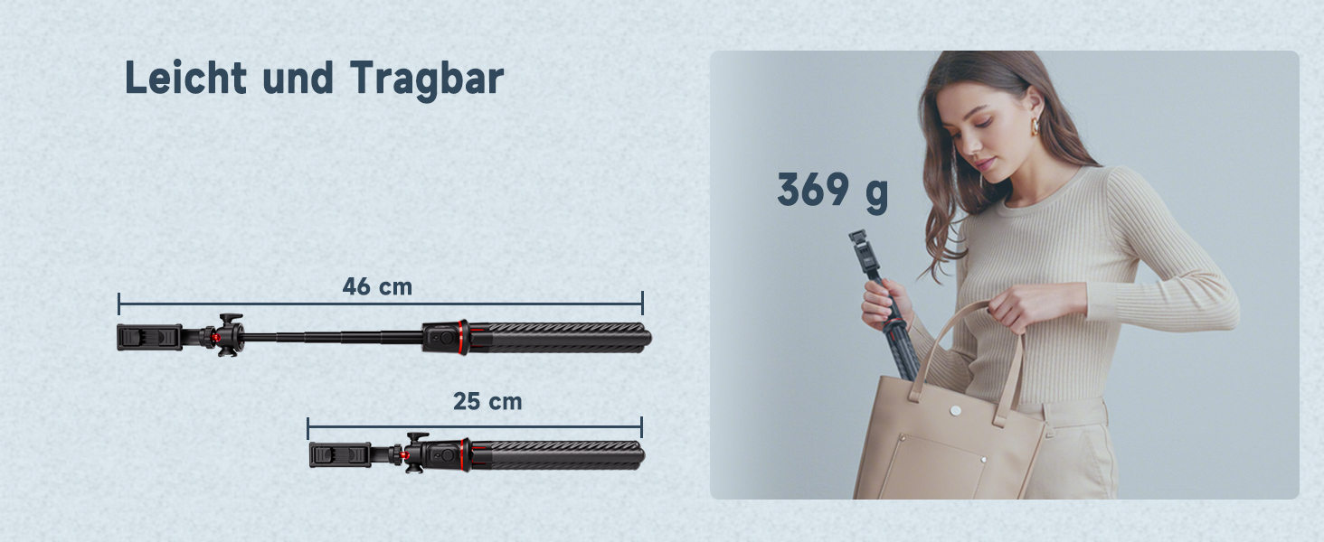 Штатив для смартфона Rollei з автоматичним відстеженням обличчя та стабілізацією відео, 360° для TikTok Live Streaming, вбудований акумулятор, гнучкий трипод
