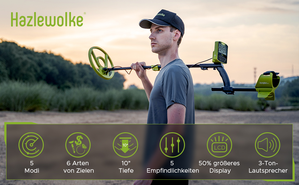 Металодетектор Profi Set: 10'' котушка, IP68, водонепроникний, Pinpoint, 5 режимів, LCD, DSP, для дорослих, пошук золота