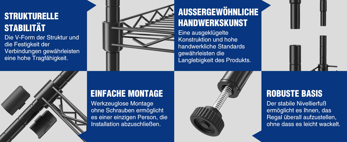 WORKPRO Regal für Wohnzimmer, Lagerregal aus Metall