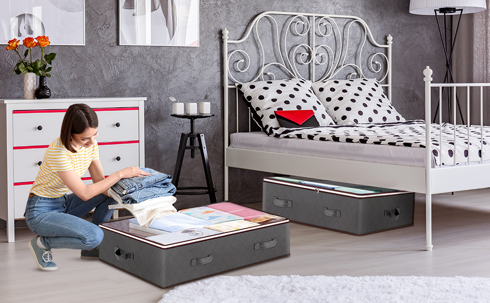 Комод-органайзер під ліжко Budding Joy 4 шт., 90 л, сірий (4 шт.)